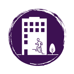 icon of employee inside office building